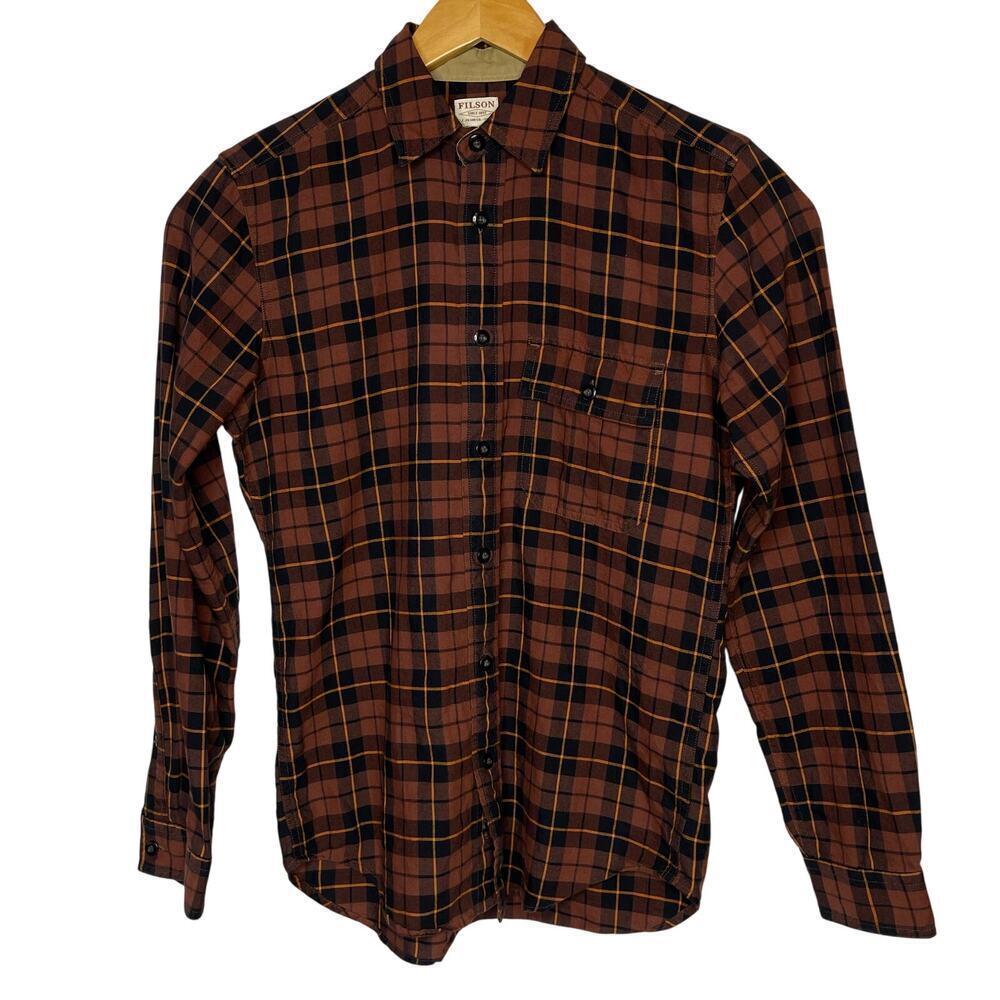 Filson Rustic Oxford Shirt Copper/ Black Long sleeve cotton size XS New - Picture 8 of 11